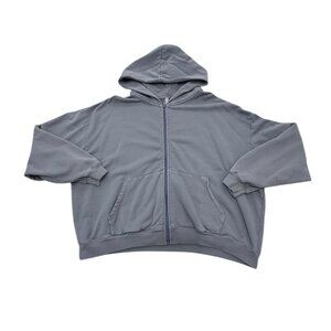 Men’s Zip-Up Hoodie Gray Cotton 2010s